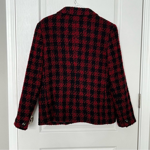 Vintage Koret Wool Blend Jacker Women’s Size 12 Black Red Blazer - Picture 2 of 8